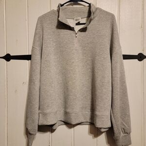 BKE Womens Sweatshirt Gray Quarter-Zip Top Soft Leisure Size Large